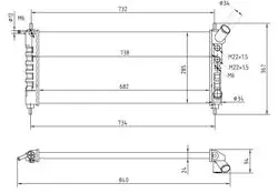 Su Radyatörü Mekanik (Opel: Corsa B Ac 1.2 96-00) 680×285×34