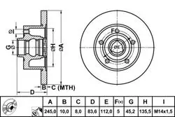 Arka Fren Diski-245×10 5×112 (Audi A4 95-01)
