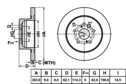 Fren Disk Arka Düz 303-5 (Toyota: Rav4 00-05 / Chery: Tıggo 07 -)