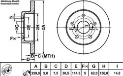 Fren Disk Arka Düz 259-5 (Toyota: Corolla 07-10 / Toyota: Auris 07-11)