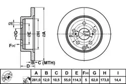 Fren Disk Arka Düz 281-5 (Toyota Rav4 06 > 11 / Rav4 13-> >)