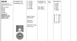 Piston 89.00 mm Std Renault Master Opel Movano Vivaro 2.5 DCI 06-G9u 632 / 650 (Rıken Segmanlı)