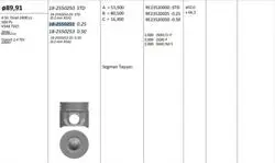 Piston 89.90 mm (0.25) Ford Transit V348 2.4 TDI (100 Ps) 06-(Rıken Segmanlı)