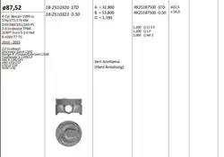 Piston 87.52 mm (+ 0.50) Land Rover Range Rover Evoque Discovery Volvo S60 V60 V70 Xc60 2.0 Ecobost 10-15 (Euro 5) Tpba-204Pt B4202