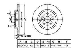 Fren Disk Arka Düz 290-5 (Toyota: Avensis 09-12)