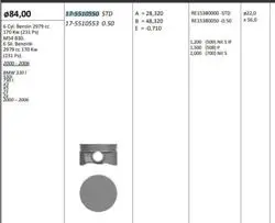 Piston 84.00 mm (Std) BMW E36 E53 E83 E85 330İ 530İ 730İ X3 X5 00-06 3.0 (Benzinli) M54 B30 (6 Silindir)