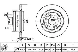 Fren Disk Arka Düz 302-5 (Hyundai: Santafe 06-10)