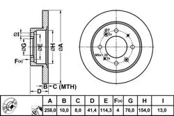 Fren Disk Arka Düz 258-4 (Kia: Cerato 01-10 / Hyundai: Elantra 01-07)