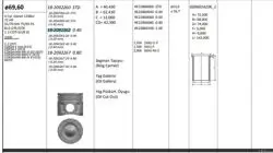 Piston 64.60 mm (0.40) Opel Corsa E 1.3 CDTI Fiat Doblo Egea Fiorino 500L 1.3 Multijet 15-330.A1 199.B1 312.B1 B13de B13dtr (Euro 6) (0.20 Kısa)