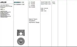 Piston 96.00 mm (0.50) Nissan Navara Terrano 3.0 D Zd30ddtı (Rıken Segmanlı)