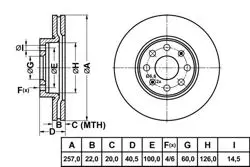 Fren Diski Ön Havalı 257mm 4 Bijon-(Fiat: Grande Punto 1.2 1.4 1.3 JTD 05 > / Opel: Corsa D 1.0 1.2 1.4 1.3 CDTI 06 >)