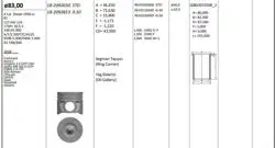 Piston 83.00 mm (Std) Opel Insıgnı A Zafira C 2.0 Dth A20dth A20dtj A20dtr (160Hp) (Rıken Segmanlı)