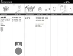 Piston 80.50 mm (Std) Opel Astra G Astra H Vectra B Vectra C 1.8 95-Z18xe Z18xel X18xe (Rıken Segmanlı)