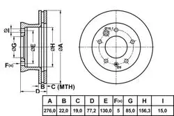 Ön Fren Diski-276×22 5×130 (VW Lt 97-07 Mercedes Sprinter 95-06)