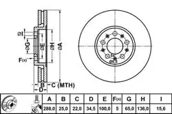 Ön Fren Diski 288×25 (VW Golf 98-02 Polo 02-18 Audi A3 97-03 Seat Leon 00-06 Skoda Octavia 97-11)