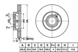 Ön Fren Diski-256×20 4×100 (VW Caddy 96-03 Golf 89-98 Polo 95-02 Polo CLS 97-02)
