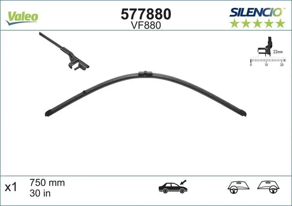 Silencio Vf880 (X1) (750mm) (Ön) Audi A2 (8Z0)