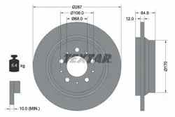 Textar / Fren Diski Volvo S60 / S70 / V70 / Xc60 99 > 287mm Arka