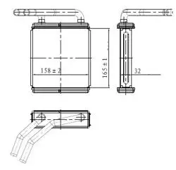 Kalorifer Radyatörü Brazing (Hyundai: H100 Minibüs 93 > 00) 166×158×32