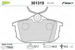 Disk Fren Balatası Arka (Volvo (S40-V40) (96-04) / (Mitsubishi: Carisma 96 > 06 / Colt 04 > 10