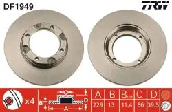 Fren Diski Ön Düz 229 mm Hyundai: Pony 1.3 1.5 85-89 Mitsubishi: Lancer 88-92