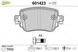 Arka Fren Balatası-(VW Caddy 16-Golf 16 Passat 15-Polo 18-Seat Leon 13-16 Skoda Octavia 13-17)