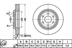 Fren Disk Ön Hava Kanallı 296-6 (Nissan: Navara 05 > 11 / Pathfinder 05 > 11) (16 Jant)