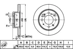 Fren Disk Arka Düz 258-4 (Hyundai: Elantra 96-06)