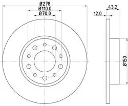 Fren Disk Arka 278-5-(Alfa Romeo: Giulietta 1.6 JTD 2011 > Alfa Romeo: 159 1.9 Jtdm 2006 > 2011 Alfa Romeo: Brera 2.0 Jtdm 2006 > 2011 Fiat: 500×1.6 Mjt 2014 > Jeep: Renegade 1.6 Crd 2014 >)