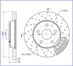 Fren Disk Ön Hava Kanallı Ø282-5-(Toyota: Corolla 1.6-1.8 VVTI Hybrıd 2019) Performans /