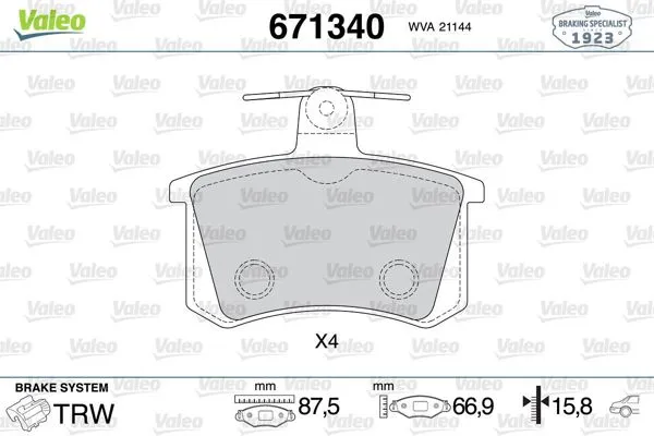 Fren Balatası Arka-Audi A100 85-94 A4 95-97 A80 87-94 Wva 20668 Alfa Romeo 164