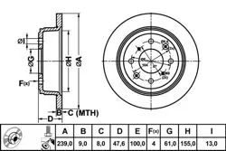 Fren Disk Arka Düz 239-4 (Honda: Civic 96-06 / Honda: Jazz 02-08)