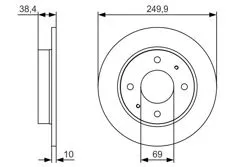 Fren Diski Arka Düz-(250-4)-(Mitsubishi Colt 1.5 Benzinli 04-10 / Smart Forfour 04 / 07)