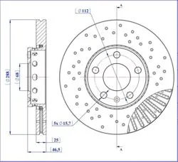 Ön Fren Diski-288X255×112 (VW Passat 97-05 Audi A4 95-08 Skoda Superb 02-08) Performans /