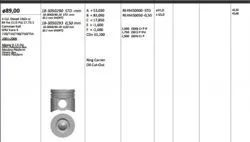 Motor Piston + Segman Master 2.5 DCI-Movano 2.5Cdtı (G9u) 115Hp Euro3 (89.00mm) / (Std) / (- 0.20mm Kısa) Rıken Segmanlı Piston Marka