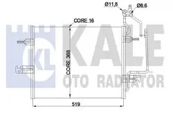 Kondenser (Opel Meriva A Mpv 1.6 1.8 1.4 / 1.6 16V 03 / 10 Kurutucusuz [Brazıng Al / Al] [519X368x16]