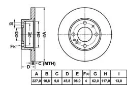 Fren Disk Ön Düz 227-4 (Fiat: M131 66-99 / Fiat: Uno 83-95)