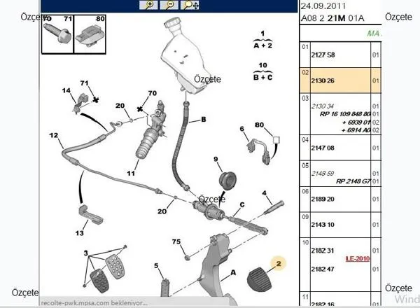 Pedal Lastiği Debriyaj Peugeot Partner Tepe 207 208 301 308