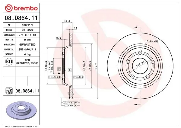 Ford Focus 2018 Model Sonrası Arka Disk Takımı BREMBO Marka
                                Takım