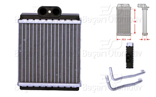 Kalorifer Radyatörü Brazing 142X142 mm Suzuki Vitara (Et, Ta, TD) 1.6 88-98 Suzuki Sıdekıck 1.6 89-98