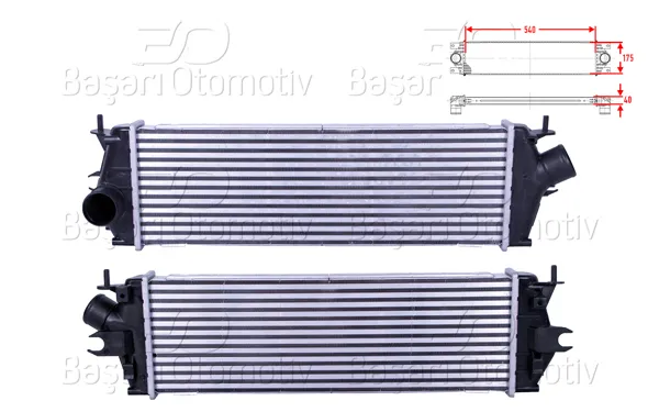 Turbo Radyatörü (Intercooler) 540X175x40 Renault Traffic 2 2.0 DCI 01-14 / Opel Vivaro 1.4 DCI 04 >