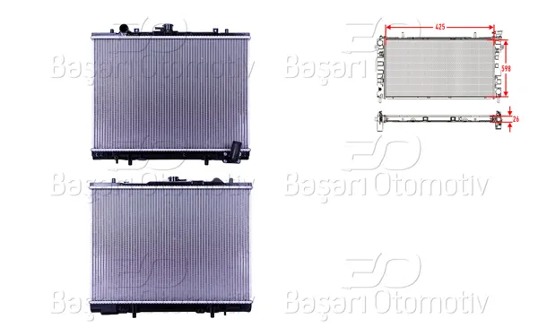 Su Radyatörü Brazing Mt 425X598x26 Mitsubishi L200 (K7_T, K6_T, K5_T) 2.5 TD 96-07