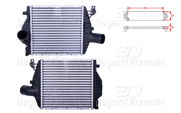 Turbo Radyatörü (Intercooler) 290X277x50 Mercedes-Benz Benz V 200 CDI Vito 108 CDI 2.2 110 CDI 2.2 112 CDI 2.2 99 >