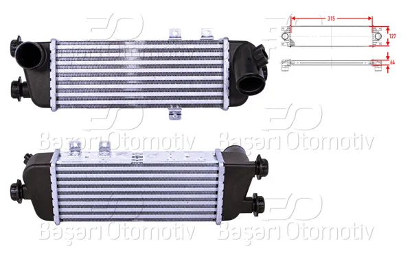 Turbo Radyatörü (Intercooler) 315X127x64 Hyundai i30 (Fd) 1.6 CRDI 07-11 Kia Ceed Hb (Ed) 1.6 CRDI 06-12 Pro Ceed (Ed) 1.6 CRDI 08-12