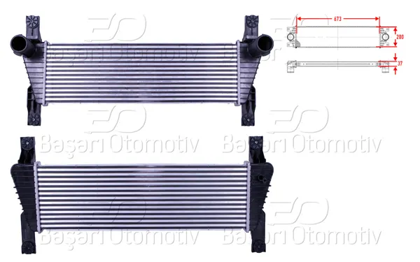 Turbo Radyatörü (Intercooler) 673X200x37 Ford Ranger (Tke) 2.2 TDCI 11 >