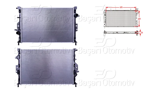 Su Radyatörü Brazing Mt 670X448x26 Ford Kuga 2 (Dm2) 1.6 12-15