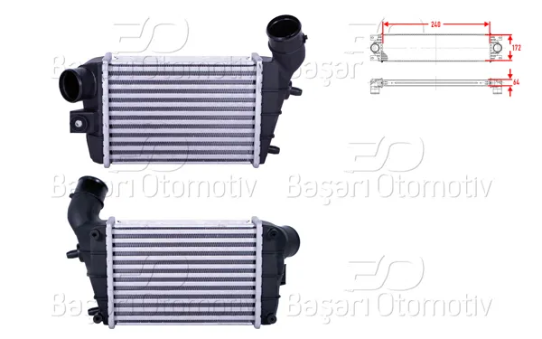 Turbo Radyatörü (Intercooler) 240X172x64 Alfa Romeo 147 (937_) 1.9 JTD 01-10 Gt (937_) 1.9 JTD 03-10