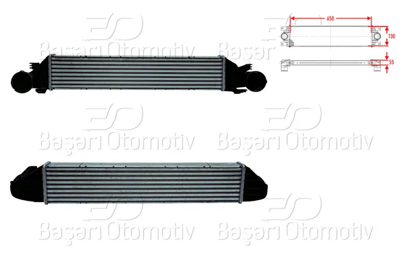 Turbo Radyatörü (Intercooler) 650X130x55 Mercedes-Benz Benz W203 C180 C200 CDI C200 Cgı C220 CDI C230 C270 CDI C160 C180 C209 CLK 200 Cgı 200 Kompressor 270 CDI 00 >