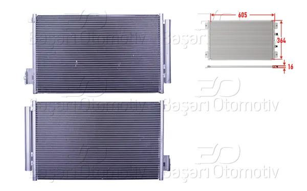 Klima Radyatörü 605X364x16 Fıat500l. Egea 1.4 12 >