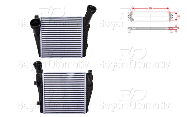 Turbo Radyatörü (Intercooler) 286X292x50 VW Touareg 3.0 V6 Audi Q7 3.0 TDI 04 >